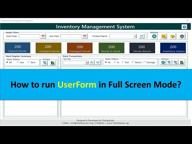 How to run UserForm in Full Screen Mode in Excel and VBA