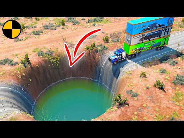 Cars vs Huge Potholes  BeamNG.Drive