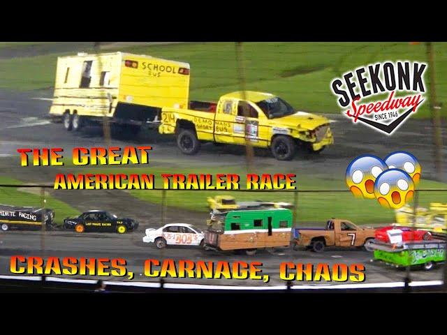 THE GREAT AMERICAN TRAILER RACE 2024 SEEKONK SPEEDWAY *CRASHES, CARNAGE, CHAOS*