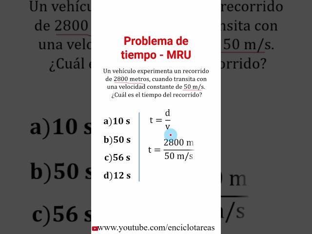 Problema resuelto de tiempo - MRU