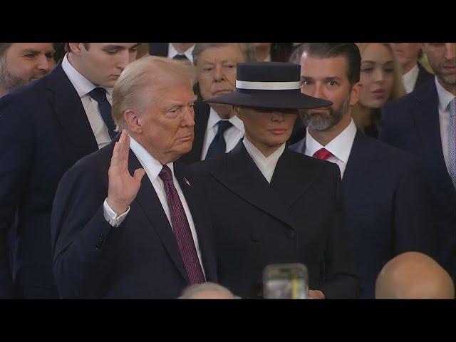 Donald Trump appears to not place hand on bible while sworn-in as president