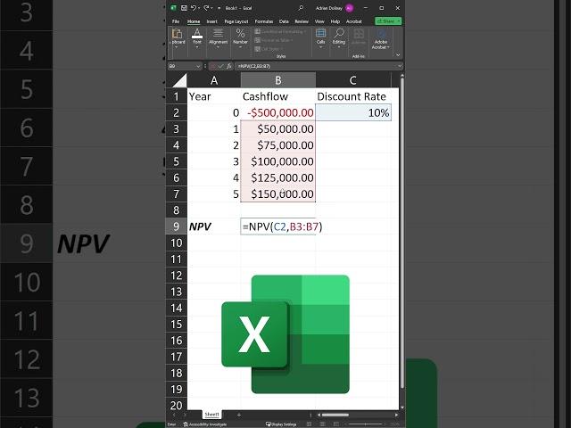 Excel! Calculating the Net Present Value (NPV) of a Project #excel #finance