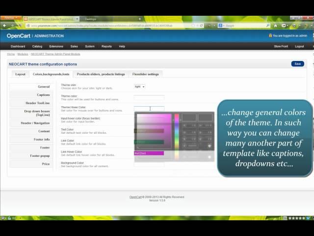Neocart OpenCart theme customization video manual