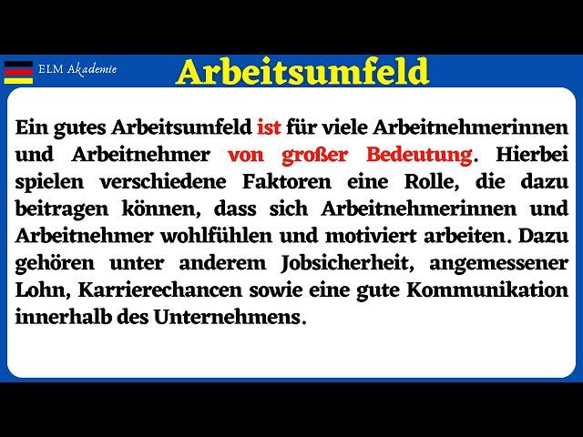 8 Themen B2 Prüfung Beruflich Mündliche Prüfung B2 für den Beruf / Thema 2 #Arbeitsumfeld