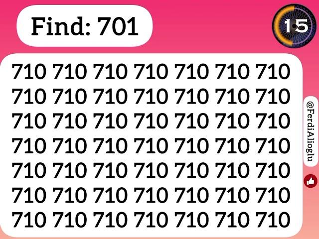 No one can spot 701 within 32 sec. #spot #puzzles #oddoneout #gk #puzzletime #riddle