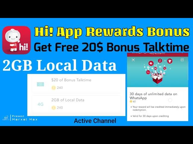 Singtel Hi! App Rewards Bonus Level 4 20$ bouns Talktime//2 gb Internet