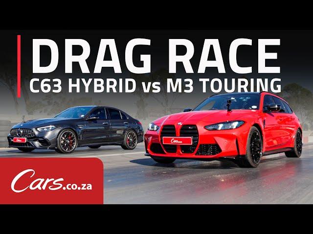 BMW M3 Touring vs Merc C63 Hybrid   Drag Race! Best of three and rolling start