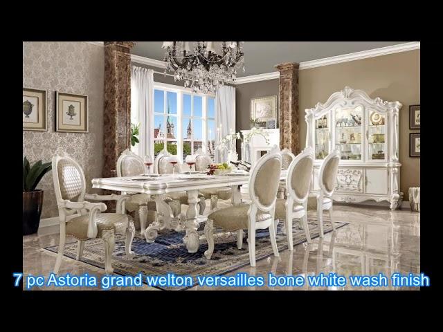 Acme 61130-DN01389-90 7 pc Astoria grand welton versailles bone white wash finish wood dining table