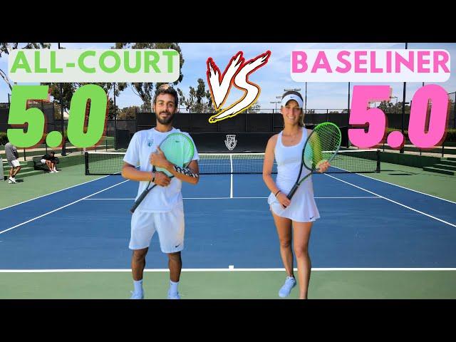 USTA 5.0 All-Court Guy vs. USTA 5.0 Baseliner Girl | Singles Set with Majeed and Lotti