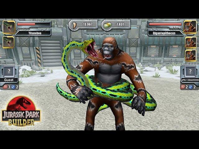 Gigantopithecus Vs Titanoboa Who is Most Powerful | Fight - Jurassic Park Builder