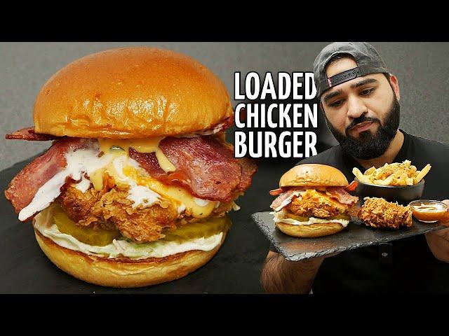 THE BEST LOADED CHICKEN BURGER | WITH FRIES