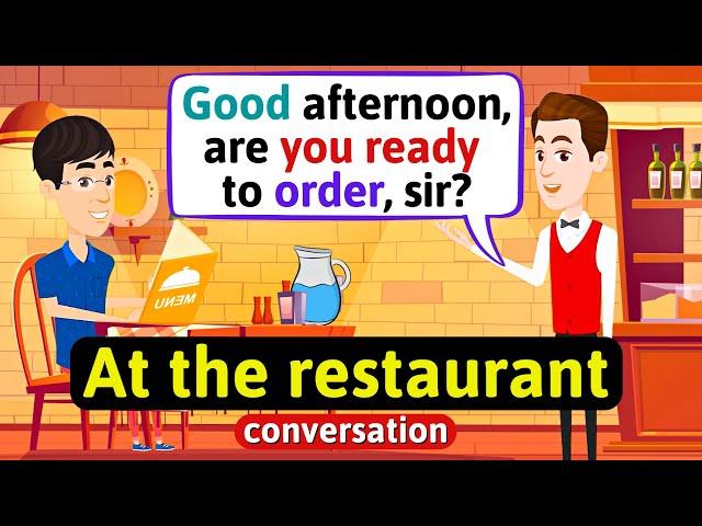 At the Restaurant (ordering food) - English Conversation Practice - Improve Speaking Skills