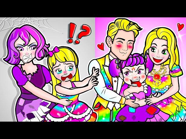 [paper dolls] Rich vs Broke Pregnant and Poor Rapunzel Mother and Daughter | Rapunzel Family 놀이 종이