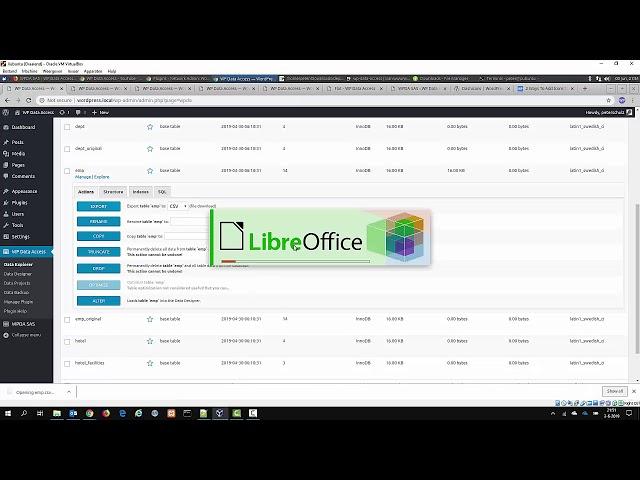 Export and import table structures and data