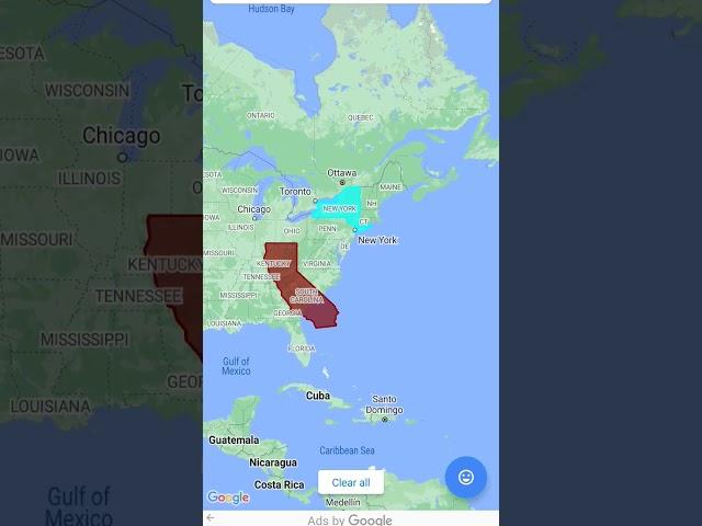 California vs New York state size comparison #shorts #map #geography #usa #comparison #mapping #us