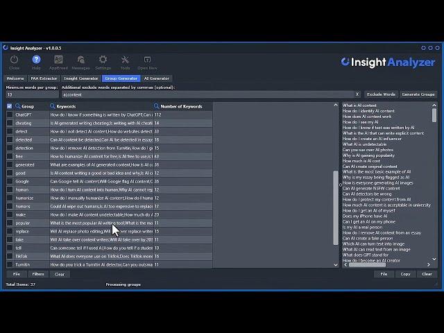 Insight Analyzer Tutorial: How to use Group Generator tool to organize keywords into relevant groups