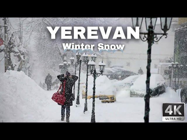[4K] Exploring Yerevan’s Heaviest Snowfall | February 2025 Extreme Winter Walking Tour