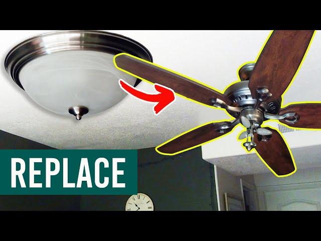 How to Replace a Light with a Ceiling Fan (Install a Ceiling Fan) - Step by Step