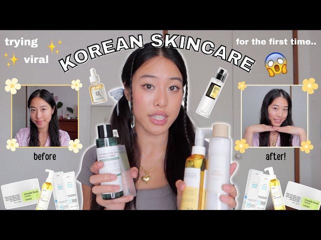 trying *VIRAL* KOREAN SKINCARE for the first time!! did it help my acne? (before and after REVIEW)