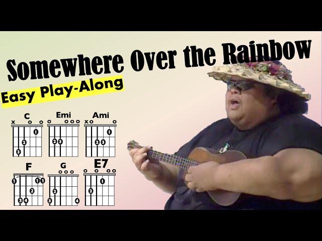 Somewhere Over the Rainbow (Israel Kamakawiwo'ole) EASY Guitar Play-Along with Lyrics