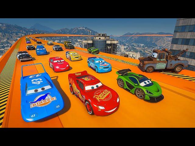 Race Pixar Cars McQueen VS The King Police Cars Jackson Storm Cal Weathers Dale Earnhardt & Friends