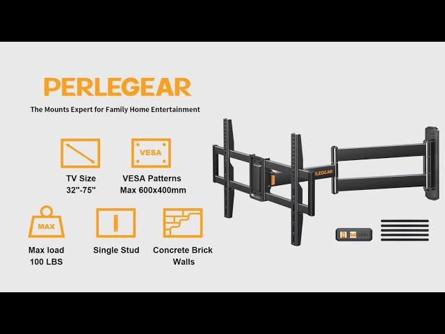 Step-By-Step Installation Guide for Perlegear PGLF18 Long Arm Full Motion TV Wall Mount