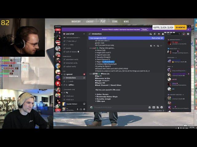 xQc reacts to OhnePixel infiltrating a Valorant E-Dating Discord Server