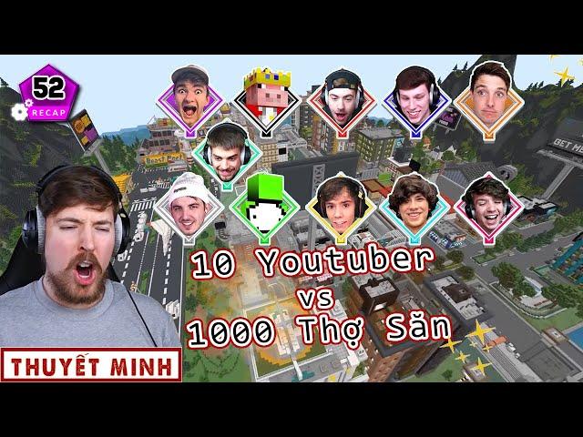 10 Youtuber Minecraft Lớn vs 1000 Thợ Săn Nghiệp Dư Thắng 30k Đô