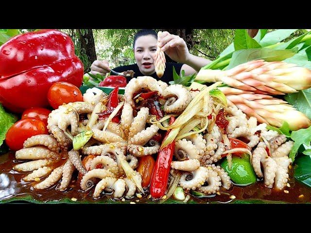 ส้มตำหมึกสายเผ็ดนัวปลาร้า เเกล้มผักสดๆเต็มถาด กรอบเเซ่บนัว|ส้มซ่าพาเเซ่บ11 กรกฎาคม ค.ศ. 2024