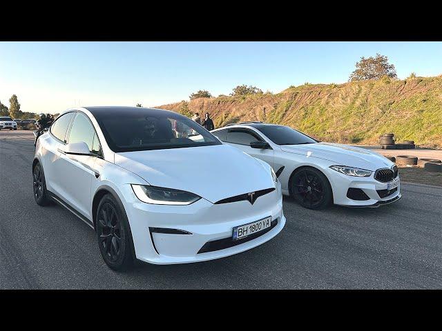 Tesla Model X P100D vs BMW X6 M50D 500hp+ BMW 540, BMW M850i