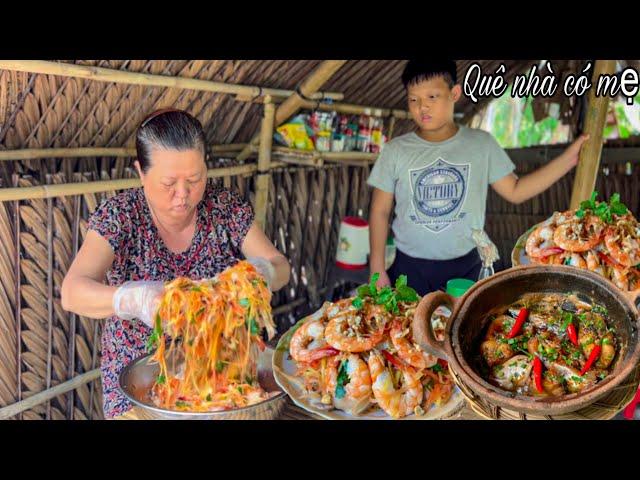 Gỏi Đu Đủ Tôm Lỗ Tai Heo, Cá Hú Kho Tiêu | Thèm Lắm Bữa Cơm Quê Nhà Mẹ Nấu || papaya salad