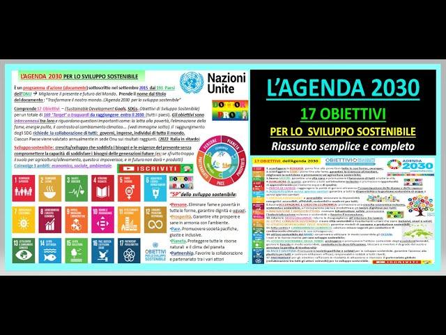 AGENDA 2030 riassunto semplice, veloce e completo