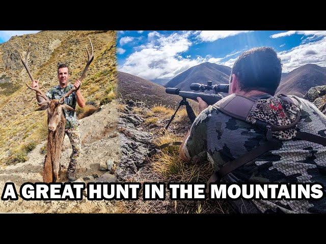 Backpack hunting for stags in the mountains