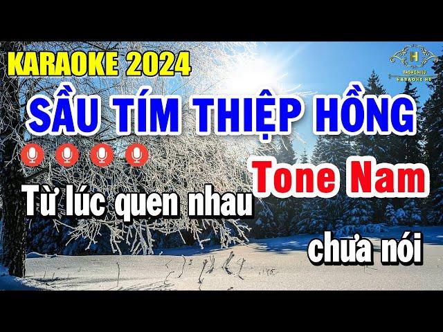 Karaoke Sầu Tím Thiệp Hồng Tone Nam ( Dm ) | Âm Thanh Nhạc Sống Siêu Dễ Hát | Trọng Hiếu