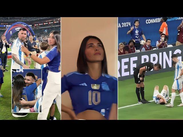 Messi Wife's Antonela Emotional Reaction To Messi Injury And Winning Copa America️