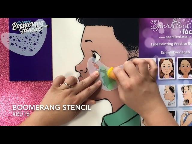 How to use Boomerang Stencils? Quick Dragon Face Paint Design by Ashley Pickin