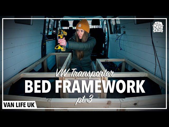 VAN BUILD // Bed Framework & Cupboard Doors // Bespoke U-Shape Self Build VW Camper (Part 3)