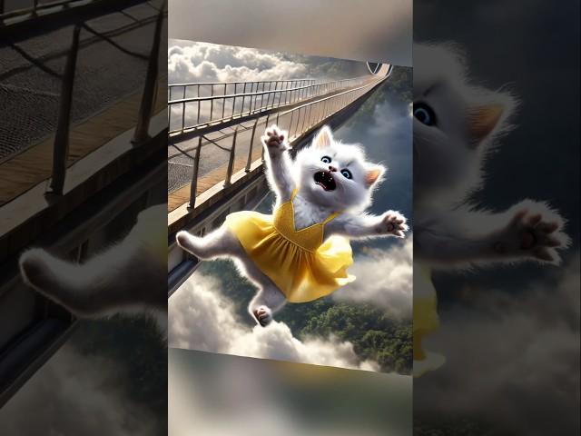 Kitten Falls from Skywalk: Can She Survive?  #cat #catlover #cute #kitten #shorts