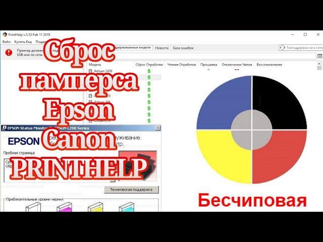 Сброс памперса  (счетчика отработки чернил ) в принтерах Epson(ЛЕГКО)PRINTHELP