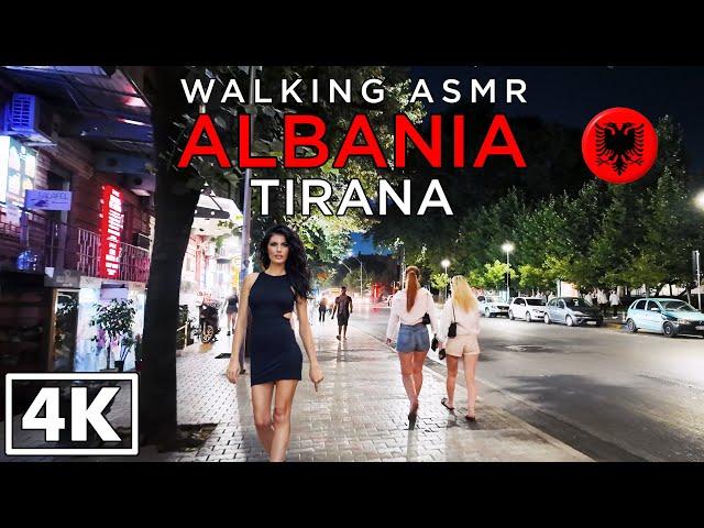 ALBANIA [4K] Walking Tour Tirana at Evening - ASMR