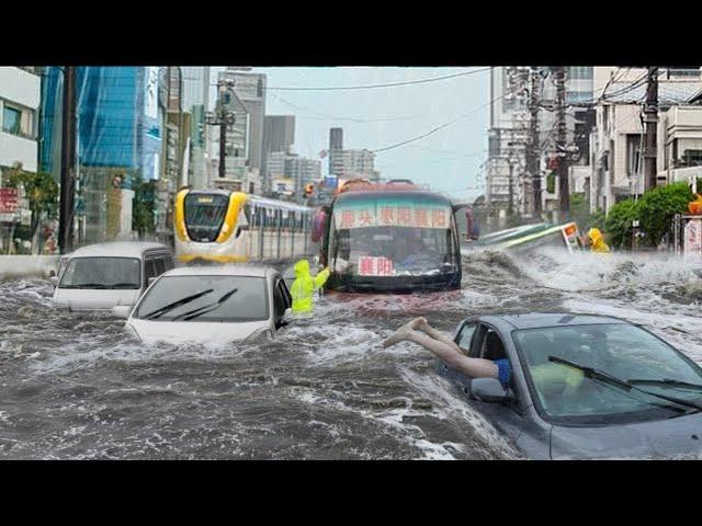 Now Japan is completely paralyzed! Unstoppable water currents sweep away cars in Shizuoka