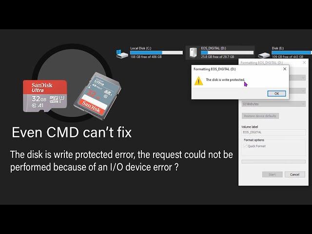 Fix "The disk is write protected error" and the I/O device error on cmd.