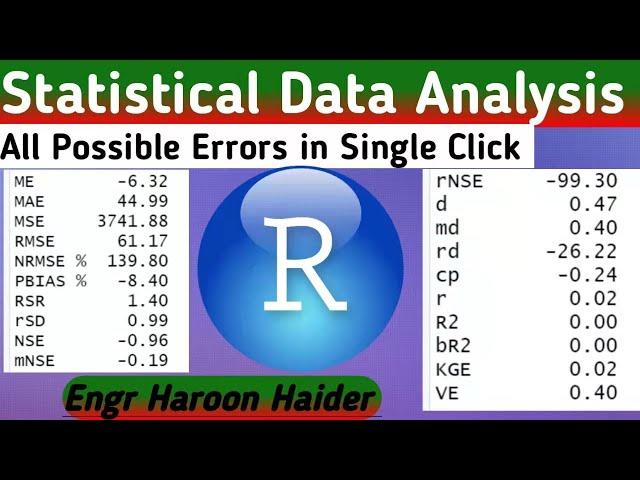 How to Calculate All Statistical Errors using R Studio|| Data Analysis|| NSE || RMSE|| R2|| MAE||  R