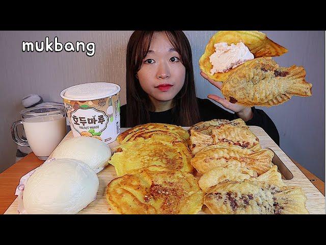 MUKBANG 길거리 겨울 간식 붕어빵 호떡 호빵 디저트 먹방 KOREAN STREET FOOD Dessert asmr  韓国通りの食べ物