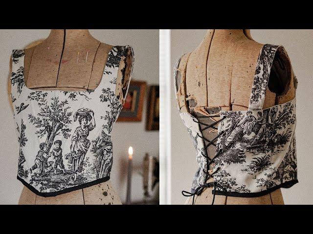 Turning a curtain into a corset top + easy pattern drafting method | Thrift Flip & beginner friendly