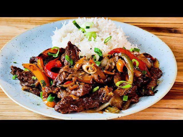 Best Pepper Steak Recipe | Easy Beef Stir Fry | Fluffy Basmati Rice Recipe |Steak and Pepper