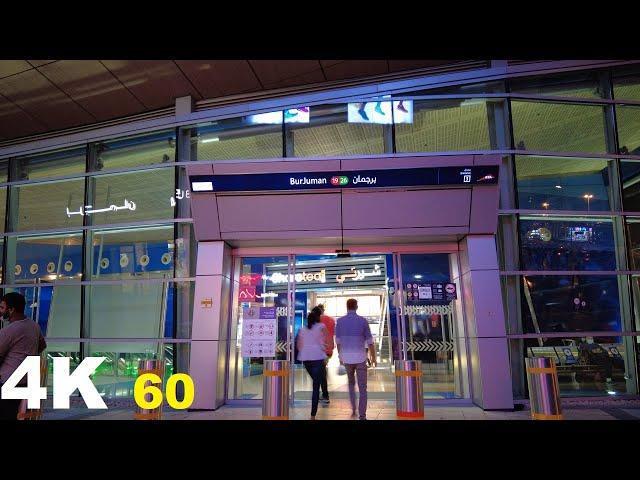 【4K】DUBAI Metro - Underground Metro From Union to Burjuman Station
