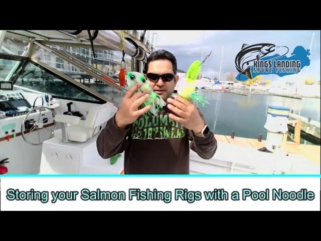 Storing your Salmon Fishing Trolling Flashers & Fly/Meat Rigs or Leaders with a Pool Noodle