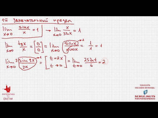 Математика без Ху%!ни. Первый Замечательный Предел.
