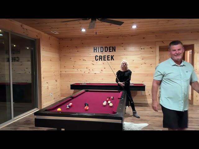 Tammy and I play Pool in the game room… HIDDEN CREEK CABIN